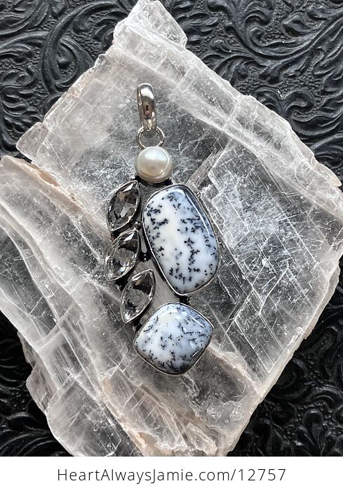 Dendritic Opal Pearl and Topaz Crystal Stone Jewelry Pendant - #cc2c0YTDpEc-5