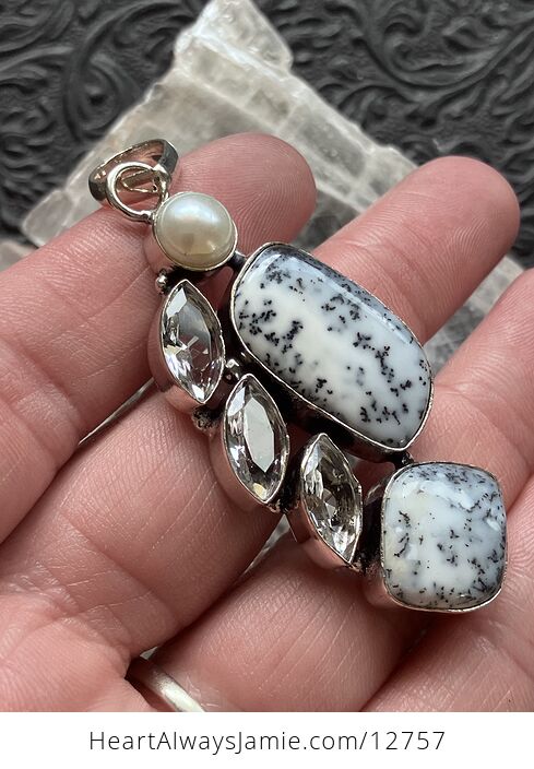 Dendritic Opal Pearl and Topaz Crystal Stone Jewelry Pendant - #cc2c0YTDpEc-2