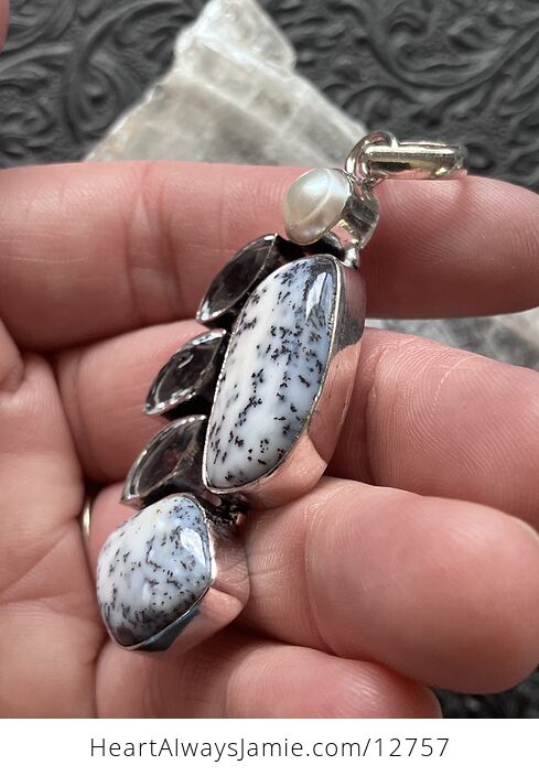 Dendritic Opal Pearl and Topaz Crystal Stone Jewelry Pendant - #cc2c0YTDpEc-3