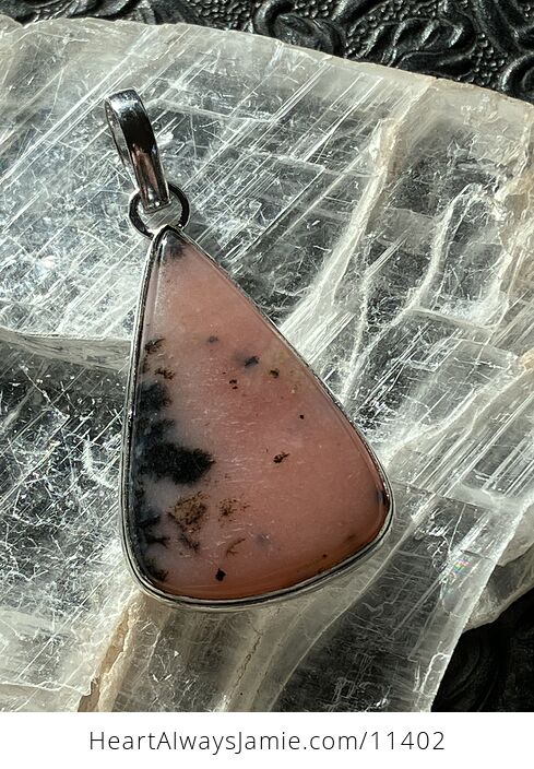 Dendritic Peruvian Pink Opal Crystal Stone Jewelry Pendant - #0Nzte2HQc4Q-2