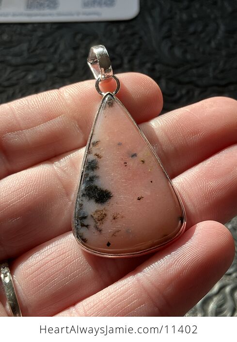 Dendritic Peruvian Pink Opal Crystal Stone Jewelry Pendant - #0Nzte2HQc4Q-1