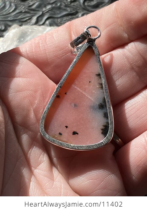 Dendritic Peruvian Pink Opal Crystal Stone Jewelry Pendant - #0Nzte2HQc4Q-5