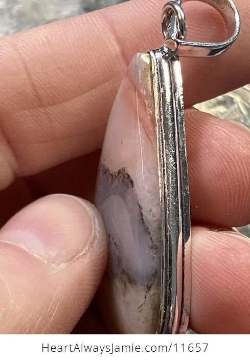 Dendritic Peruvian Pink Opal Crystal Stone Jewelry Pendant - #T6pDW5twtr8-8