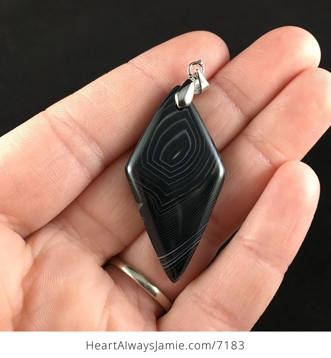 Diamond Shaped Black Onyx Agate Stone Jewelry Pendant - #PRdvrjVYPXQ-1