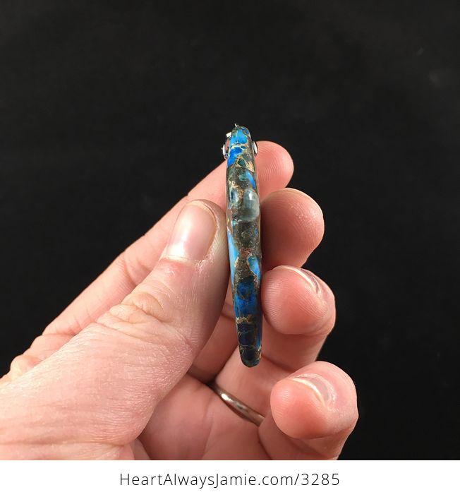 Diamond Shaped Blue Sea Sediment Jasper Stone Jewelry Pendant Necklace - #6xdg479Ghgg-5