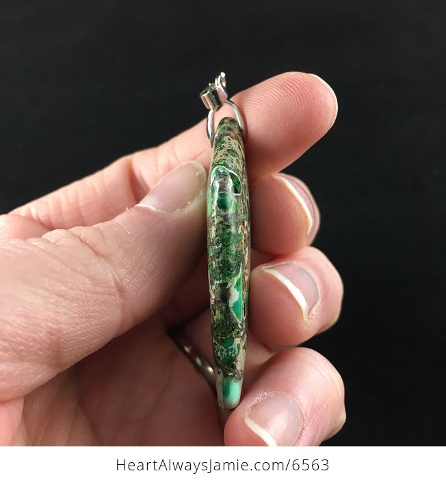 Diamond Shaped Green Sea Sediment Jasper Stone Jewelry Pendant - #By1JaNPrMJA-5