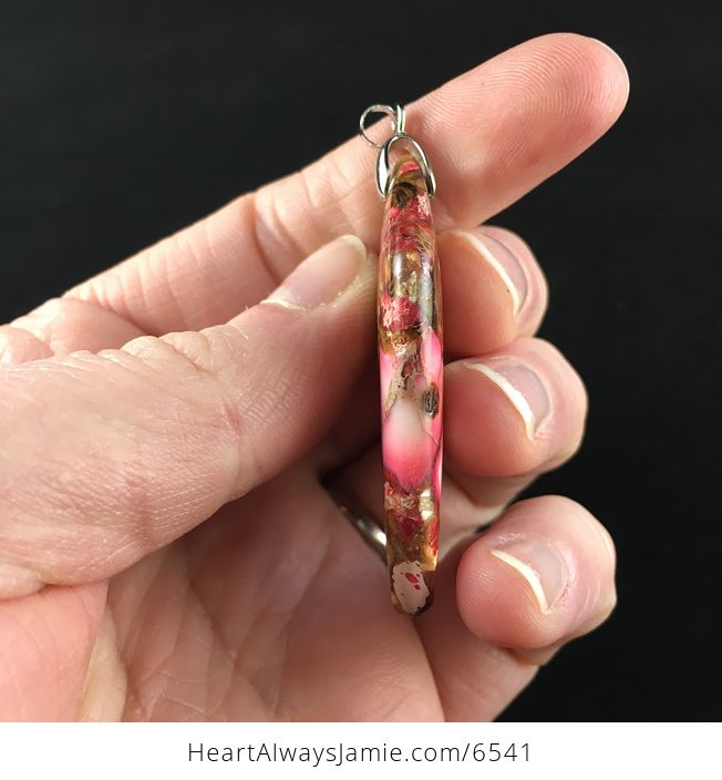Diamond Shaped Pink Sea Sediment Jasper Stone Jewelry Pendant - #lQF2oHCBmOA-5