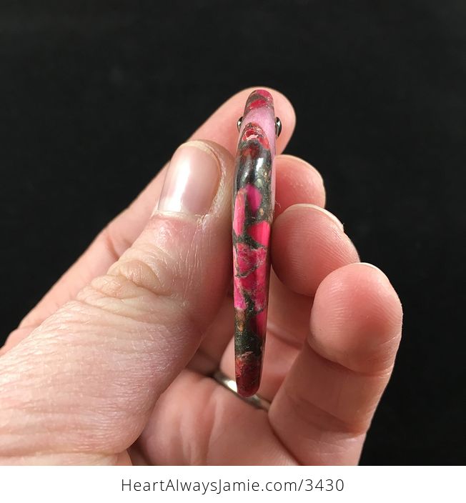 Diamond Shaped Pink Sea Sediment Jasper Stone Jewelry Pendant Necklace - #2nyS0IZckIY-6