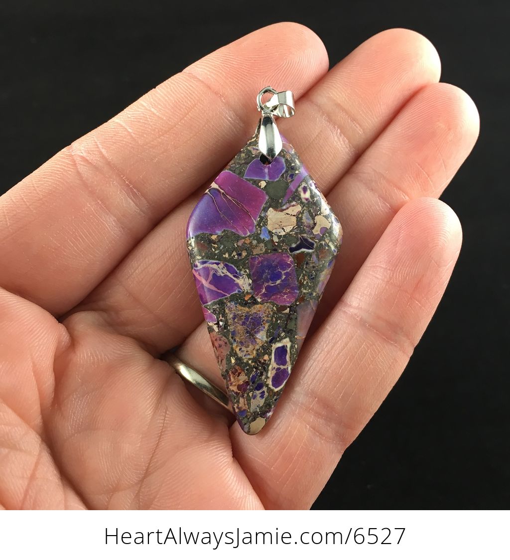 Diamond Shaped Purple Sea Sediment Jasper Stone Jewelry Pendant # ...