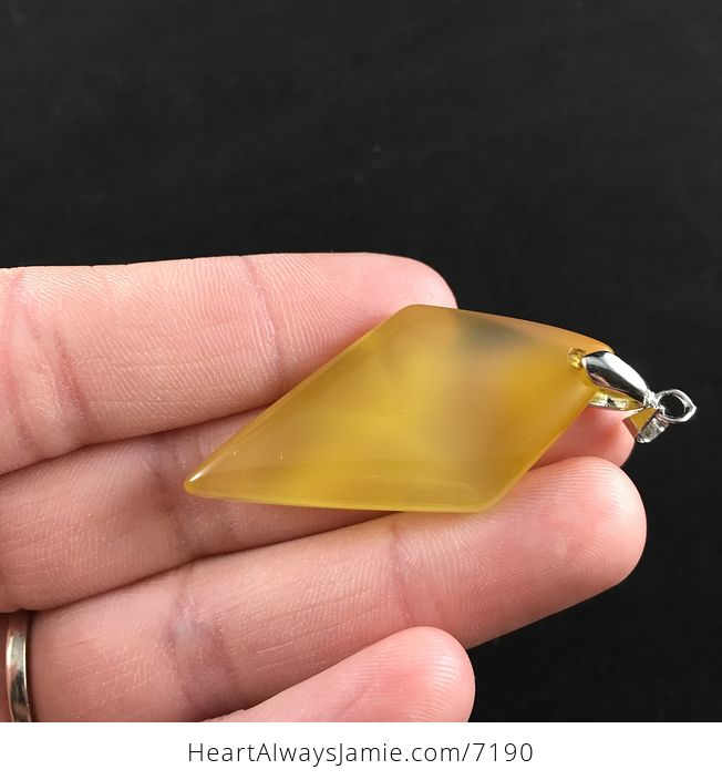 Diamond Shaped Yellow Agate Stone Jewelry Pendant - #Zthe7GaJkFc-2