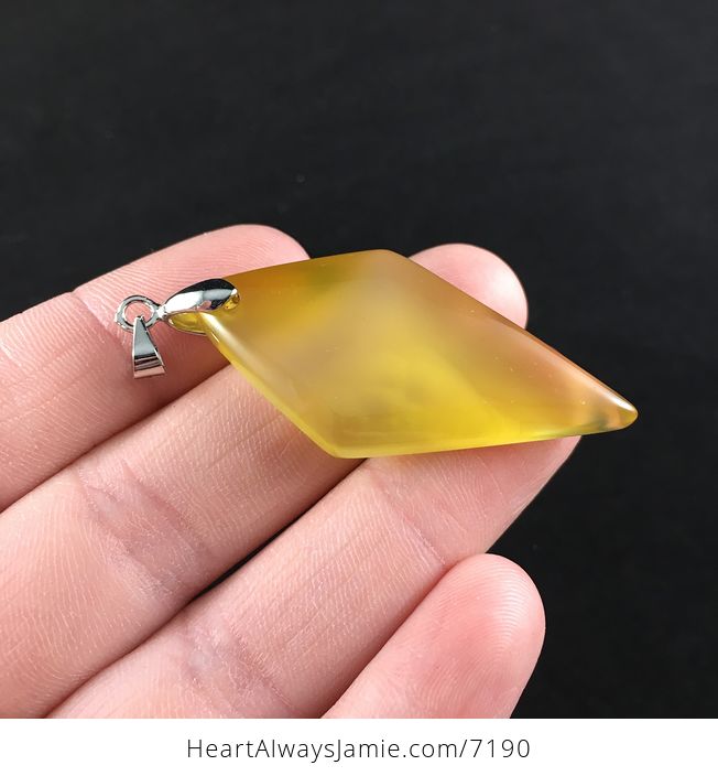 Diamond Shaped Yellow Agate Stone Jewelry Pendant - #Zthe7GaJkFc-3