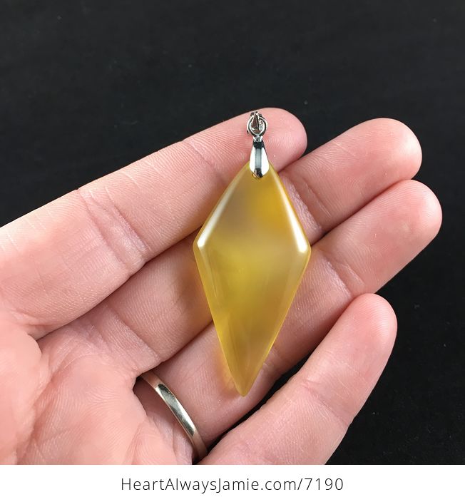 Diamond Shaped Yellow Agate Stone Jewelry Pendant - #Zthe7GaJkFc-1