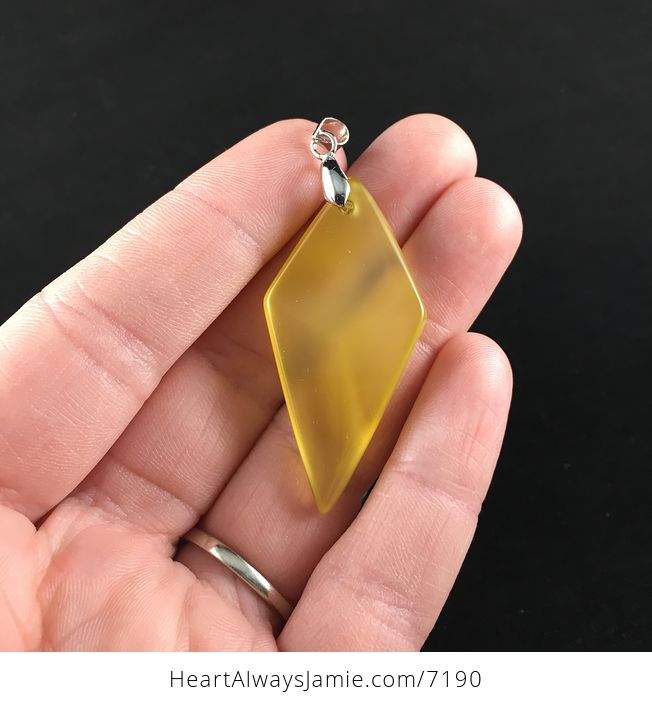 Diamond Shaped Yellow Agate Stone Jewelry Pendant - #Zthe7GaJkFc-4