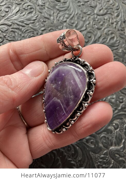 Dream Amethyst and Quartz Crystal Stone Jewelry Pendant - #yDgkqQk42Ww-6