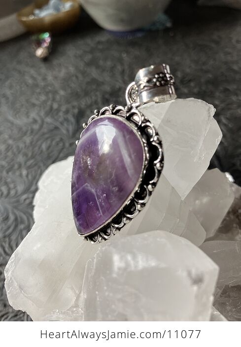 Dream Amethyst and Quartz Crystal Stone Jewelry Pendant - #yDgkqQk42Ww-3