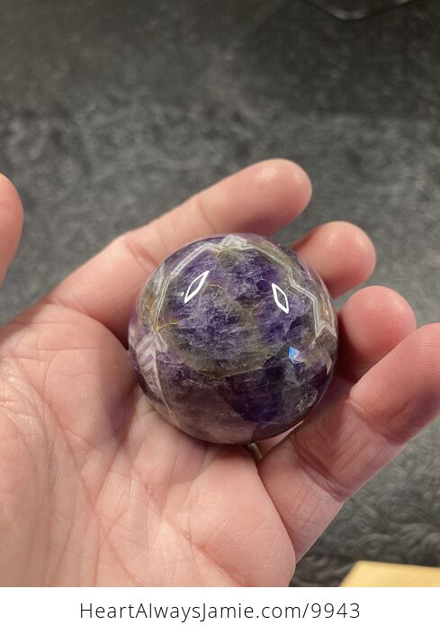 Dream Amethyst Sphere with Carved Wood Stand - #3ntCXWcqCJc-2