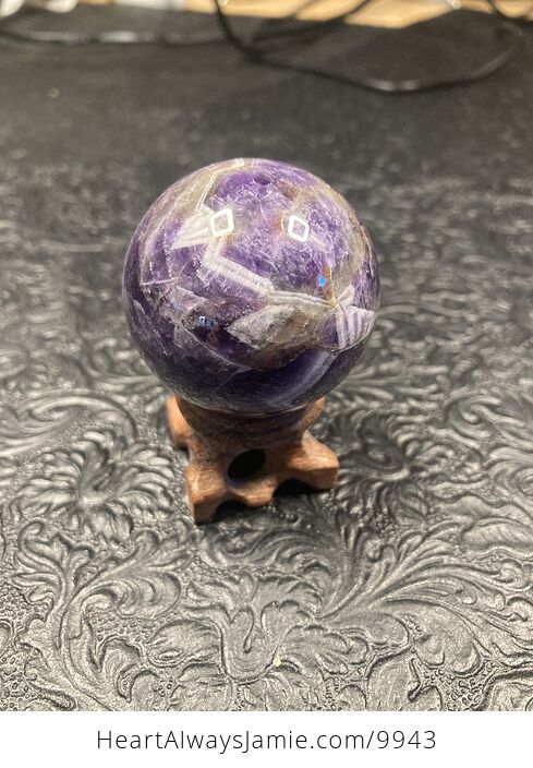 Dream Amethyst Sphere with Carved Wood Stand - #3ntCXWcqCJc-5