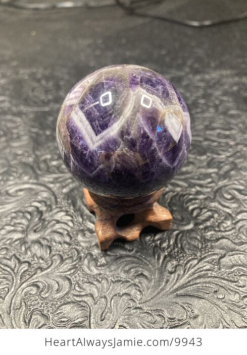 Dream Amethyst Sphere with Carved Wood Stand - #3ntCXWcqCJc-1