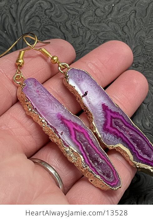 Druzy Agate Crystal Slice Earrings - #LD311gazTyw-6