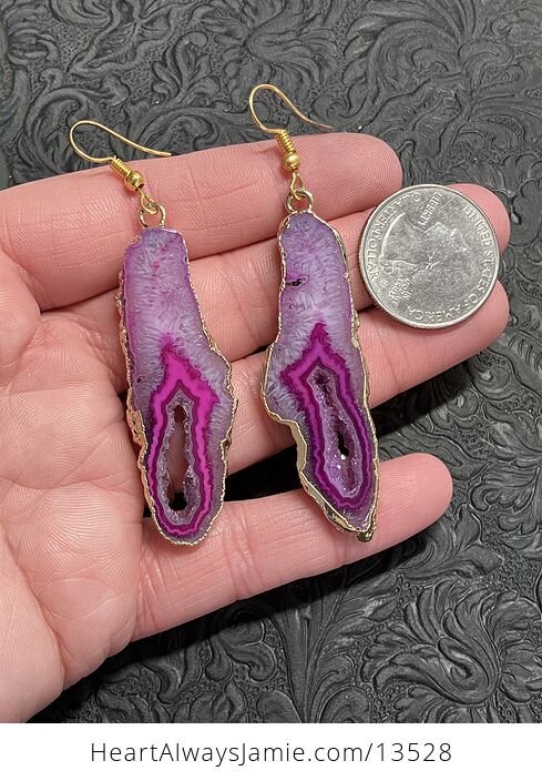 Druzy Agate Crystal Slice Earrings - #LD311gazTyw-2