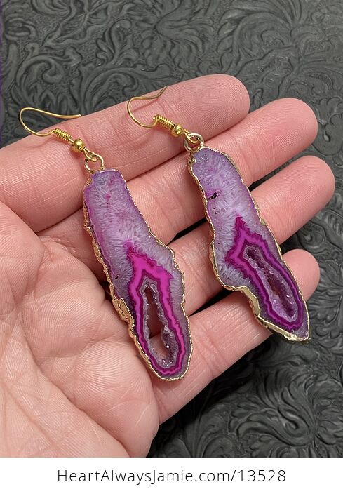 Druzy Agate Crystal Slice Earrings - #LD311gazTyw-3