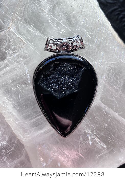 Druzy Black Agate Crystal Stone Jewelry Pendant - #25tYJLgErrw-1