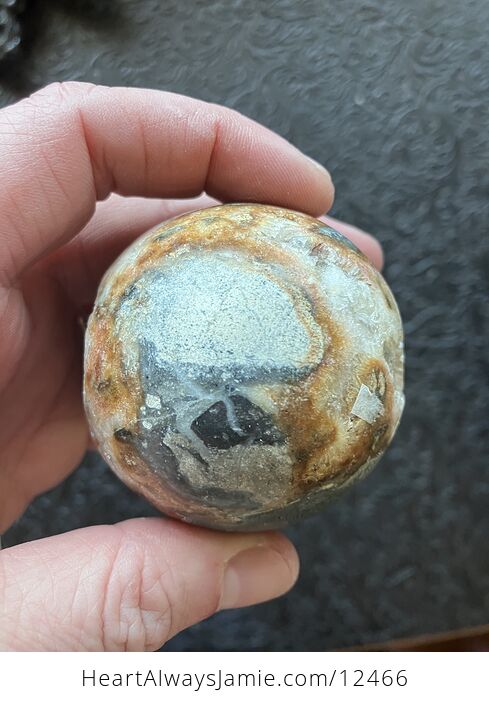 Druzy Brecciated Jasper with Sphalerite Trade Name Sphere Crystal Ball - #T52tQos3UNE-6