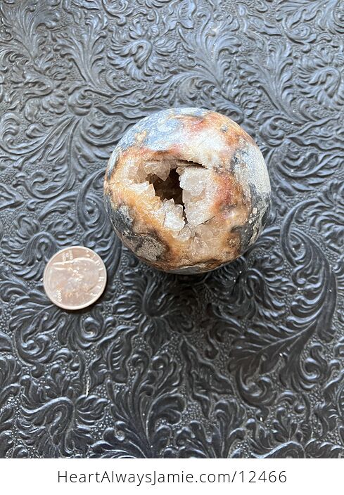 Druzy Brecciated Jasper with Sphalerite Trade Name Sphere Crystal Ball - #T52tQos3UNE-1