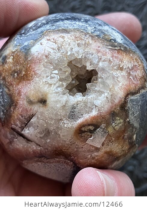 Druzy Brecciated Jasper with Sphalerite Trade Name Sphere Crystal Ball - #T52tQos3UNE-9