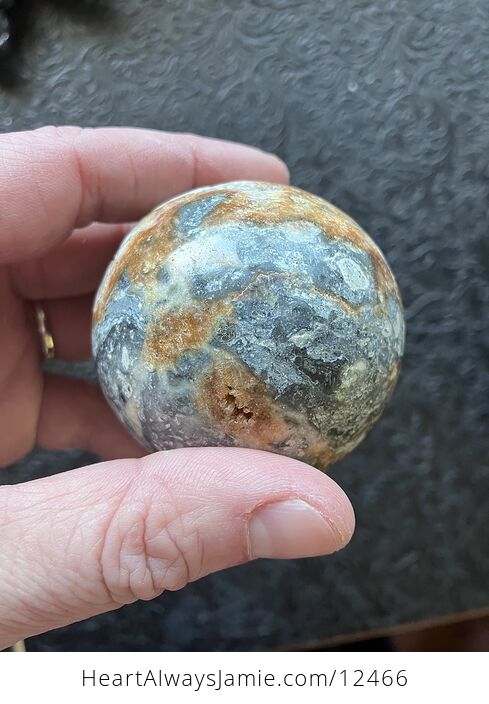 Druzy Brecciated Jasper with Sphalerite Trade Name Sphere Crystal Ball - #T52tQos3UNE-3