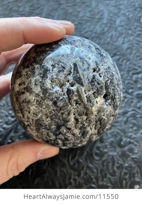Druzy Brecciated Limestone with Sphalerite Trade Name Sphere Crystal Ball - #IWhZs1mwGX8-2