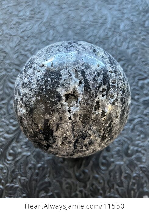 Druzy Brecciated Limestone with Sphalerite Trade Name Sphere Crystal Ball - #IWhZs1mwGX8-1