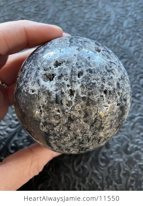 Druzy Brecciated Limestone with Sphalerite Trade Name Sphere Crystal Ball - #IWhZs1mwGX8-4