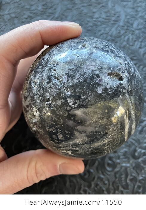 Druzy Brecciated Limestone with Sphalerite Trade Name Sphere Crystal Ball - #IWhZs1mwGX8-7