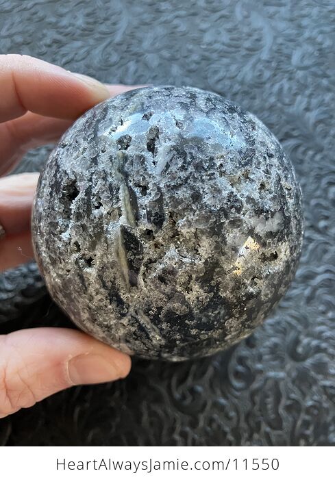 Druzy Brecciated Limestone with Sphalerite Trade Name Sphere Crystal Ball - #IWhZs1mwGX8-6