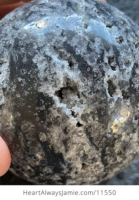 Druzy Brecciated Limestone with Sphalerite Trade Name Sphere Crystal Ball - #IWhZs1mwGX8-11