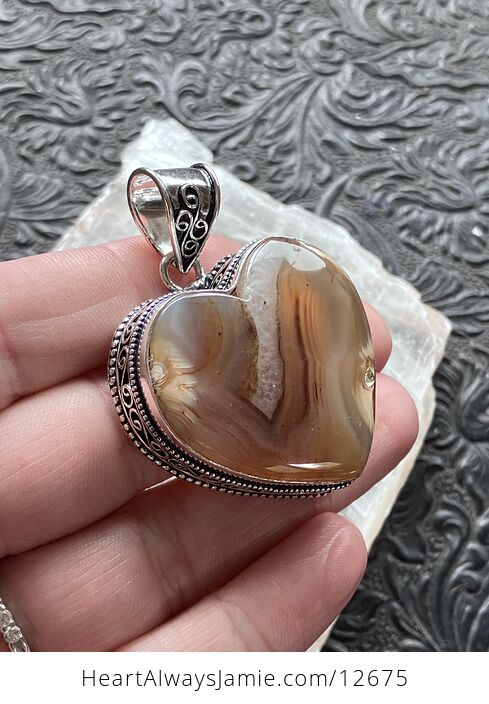 Druzy Montana Agate Heart Shaped Crystal Stone Jewelry Pendant - #jaIZZHCE5Pw-4