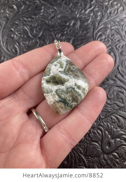 Druzy Moss Agate Crystal Stone Jewelry Pendant - #TQgTaWYmw4A-2