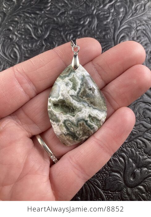 Druzy Moss Agate Crystal Stone Jewelry Pendant - #TQgTaWYmw4A-1