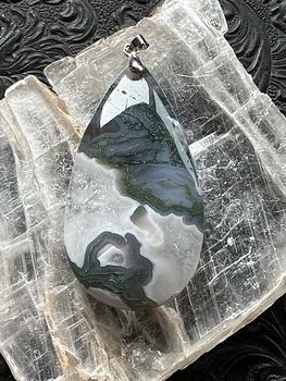 Druzy Moss Agate Stone Jewelry Crystal Pendant #xlc0MTFJQ0c