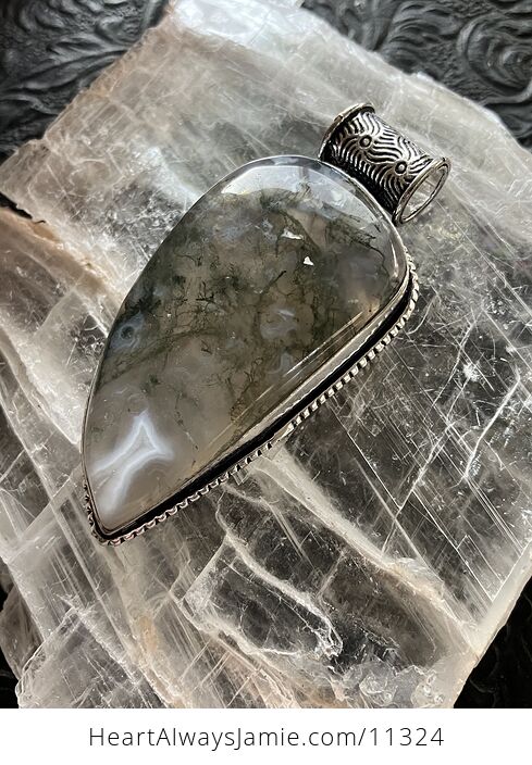 Druzy Moss Agate Stone Jewelry Crystal Pendant - #GCzLWyks2SY-6