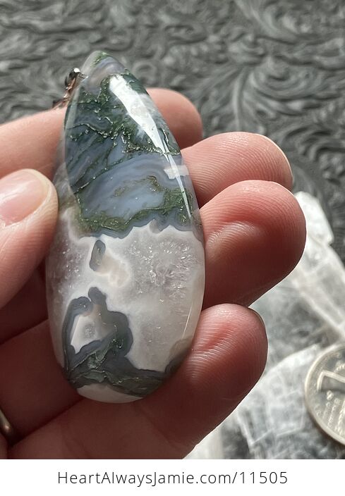 Druzy Moss Agate Stone Jewelry Crystal Pendant - #xlc0MTFJQ0c-11