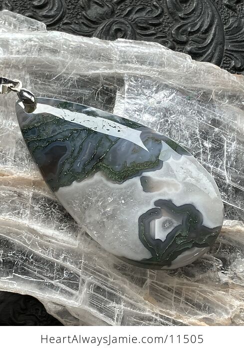 Druzy Moss Agate Stone Jewelry Crystal Pendant - #xlc0MTFJQ0c-2