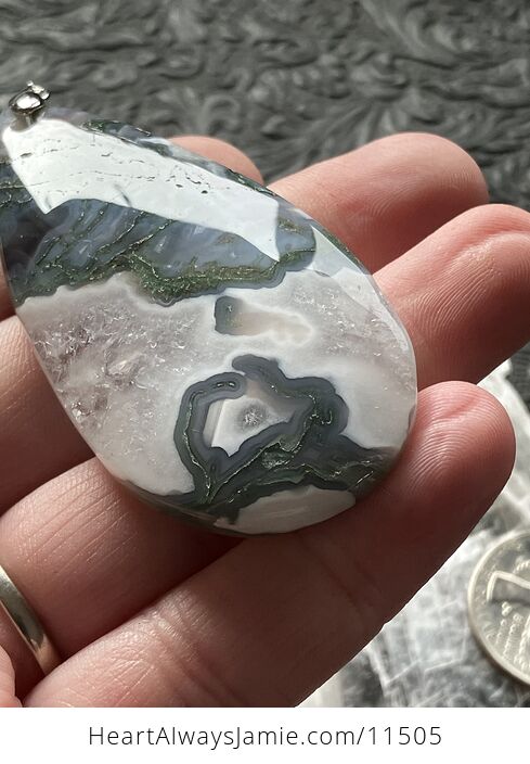 Druzy Moss Agate Stone Jewelry Crystal Pendant - #xlc0MTFJQ0c-7