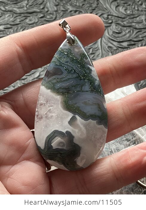 Druzy Moss Agate Stone Jewelry Crystal Pendant - #xlc0MTFJQ0c-5