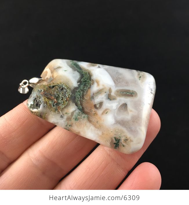 Druzy Moss Agate Stone Jewelry Pendant - #bgl5R6v4ZGw-4