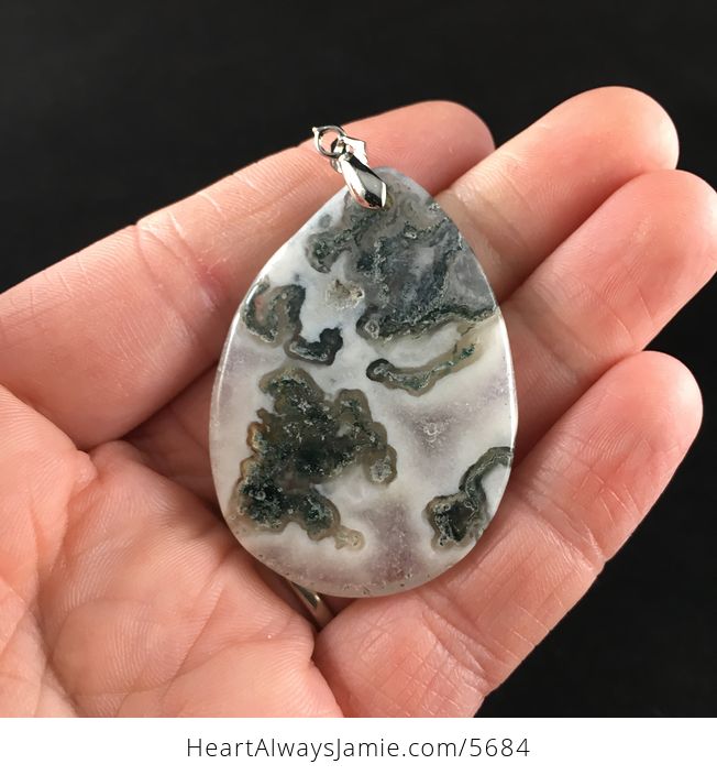 Druzy Moss Tree Agate Stone Jewelry Pendant - #eLhLgaIGmB4-6