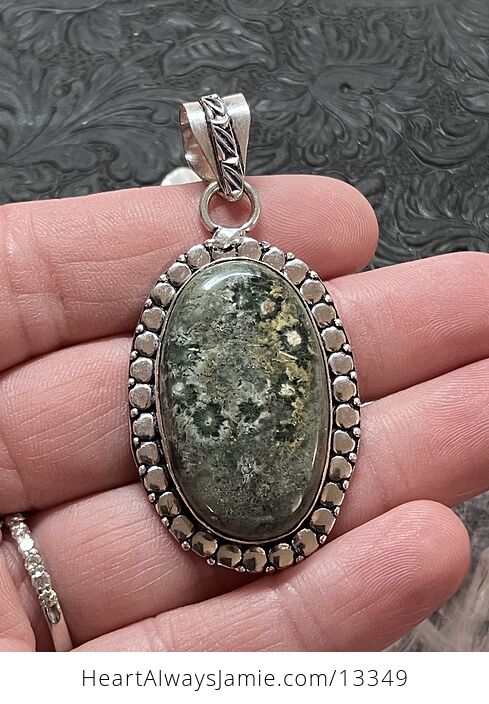 Druzy Sea Ocean Jasper Pendant Crystal Stone Jewelry - #JFv9fIok3XE-1