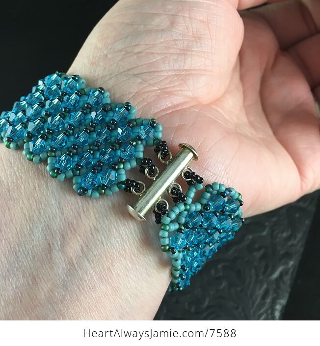 Dual Sided Blue Beaded Bracelet - #zRB9KMJ3Psw-3