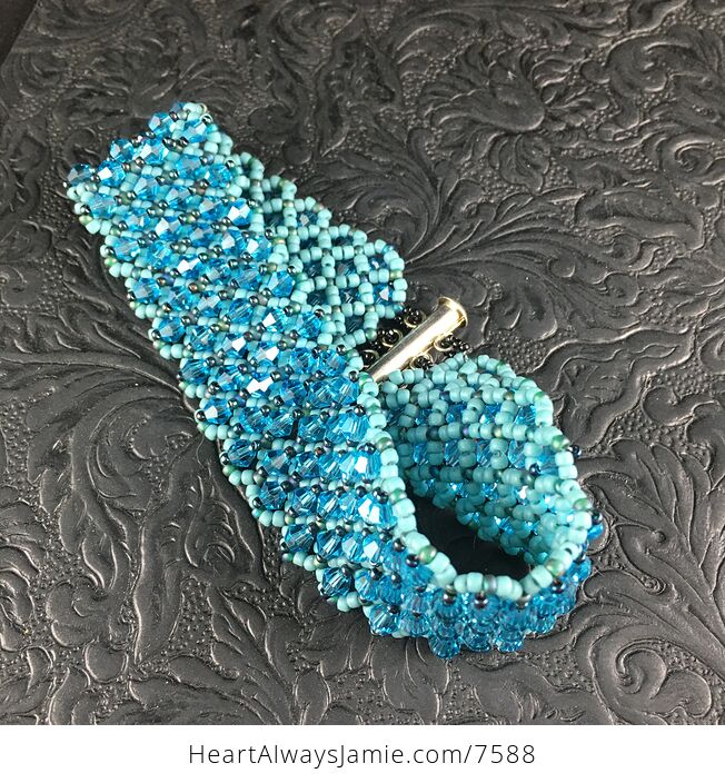 Dual Sided Blue Beaded Bracelet - #zRB9KMJ3Psw-5